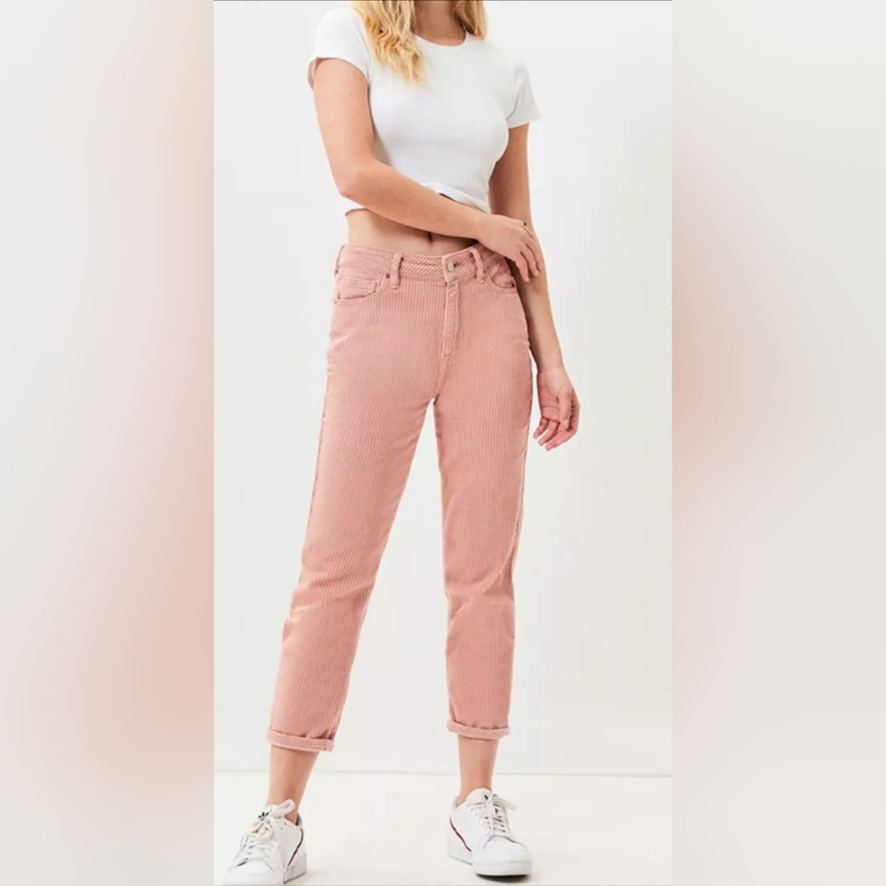 PacSun Pants Womens Hibiscus Pink Corduroy Mom Jeans High Rise Straight Leg